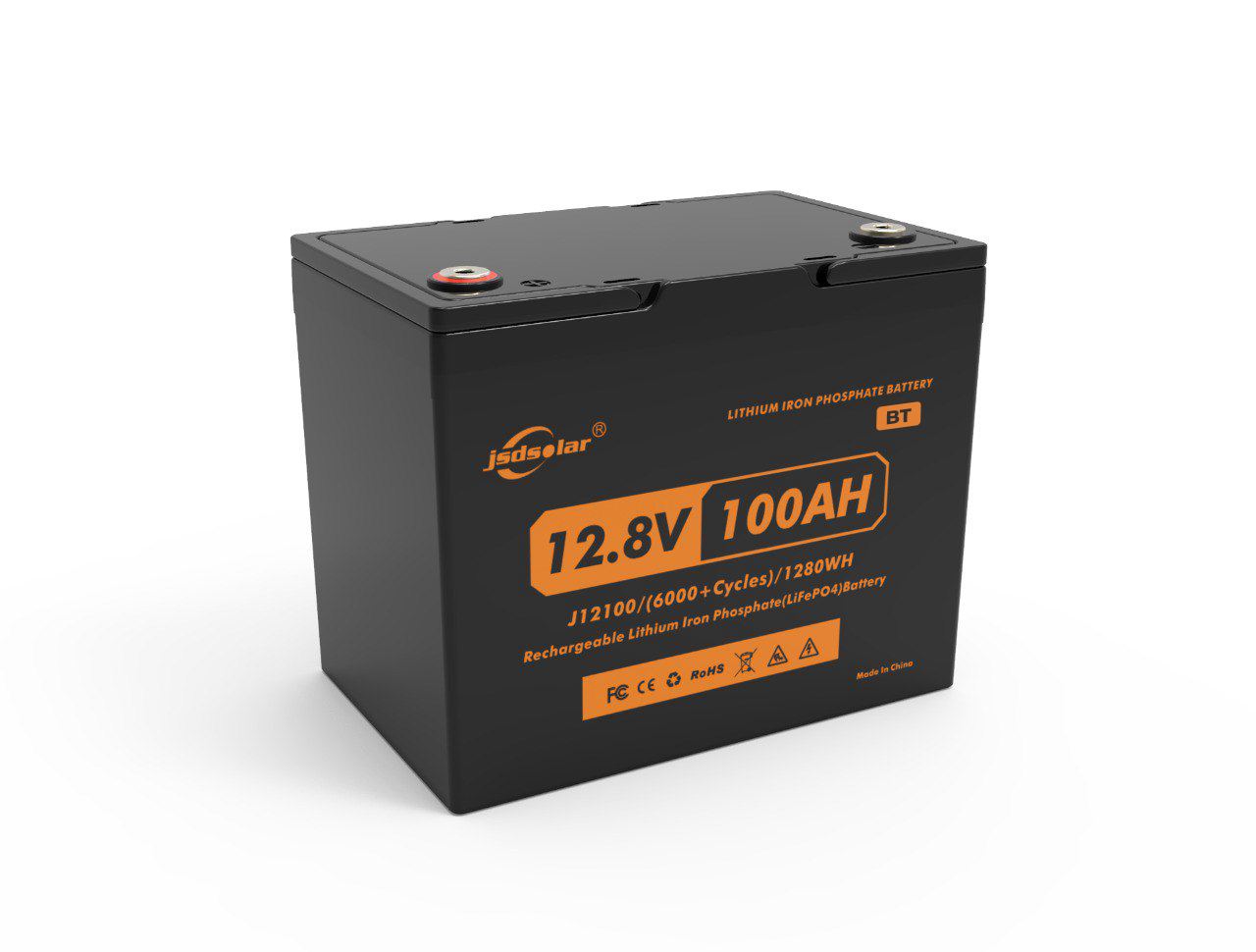 High Capacity LiFePO4 Battery JSDSOLAR 12V 100Ah Bluetooth